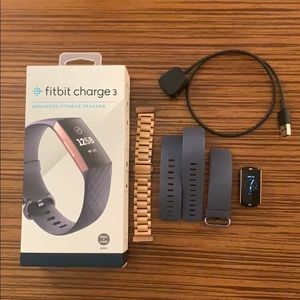 FITBIT CHARGE 3 BLUE GRAY ROSE GOLD